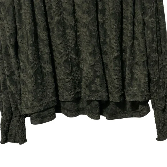 Deletta ANTHROPOLOGIE Olive Green Lace Long Sleeve Mock Neck Top - Picture 4 of 13